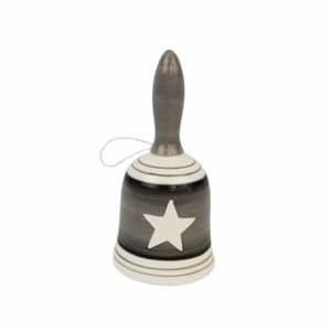 Zvonek dekor hvězda keramika šedo-bílá 10cm