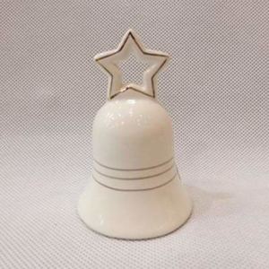 Zvonek s hvězdou keramika zlatá/bílá 9cm